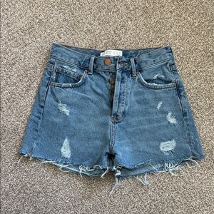 Zara Blue Distressed Jean Shorts